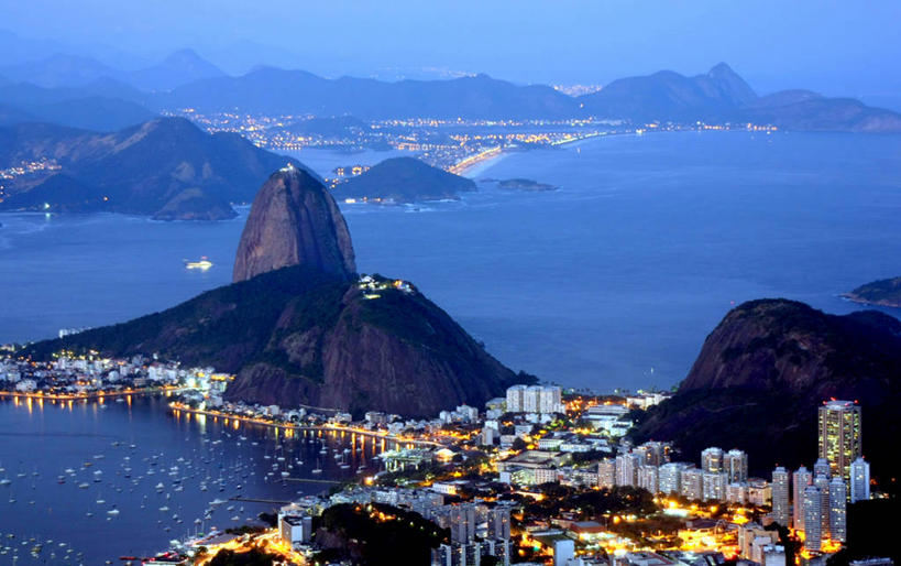 无人,横图,俯视,室外,度假,海洋,美景,山,城市风光,城市,建筑,巴西,景观,娱乐,天空,黄昏,享受,休闲,景色,放松,摄影,照亮,里约热内卢,甜面包山,彩图,高角度拍摄