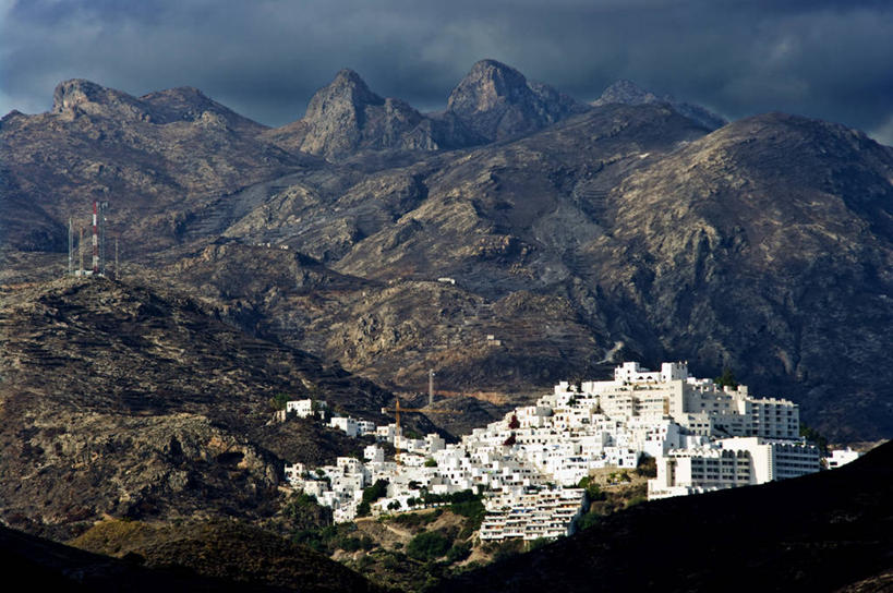 无人,横图,俯视,室外,白天,山脉,建筑,西班牙,云,山谷,自然,摄影,住房,阿尔梅里亚,莫哈卡尔,彩图,高角度拍摄