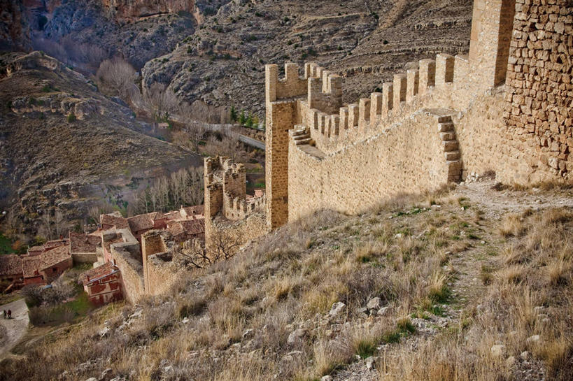 无人,横图,室外,白天,建筑,西班牙,历史,城墙,废墟,摄影,阿拉贡,特鲁埃尔省,岩石,彩图