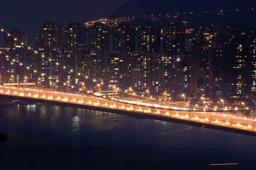 无人,横图,俯视,室外,夜晚,度假,河流,美景,城市风光,城市,建筑,摩天大楼,香港,景观,桥,娱乐,享受,休闲,景色,放松,摄影,照亮,中国文化,彩图,高角度拍摄,青马大桥