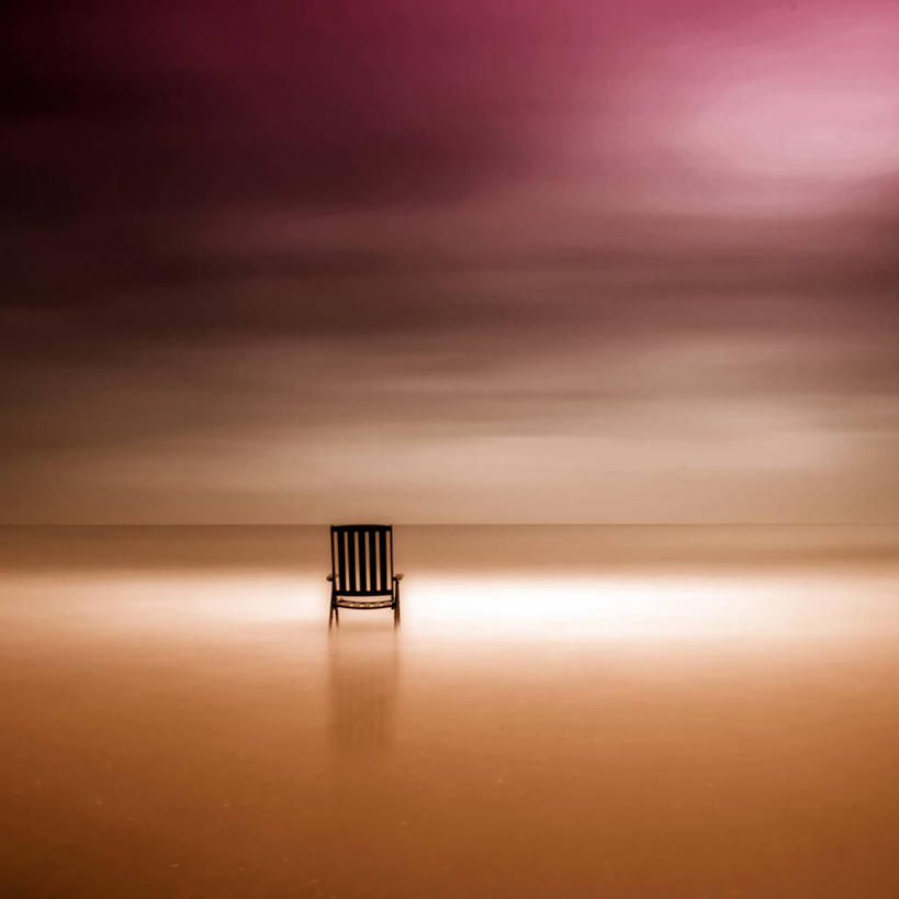 无人,方图,室外,长时间曝光,寂寞,海洋,椅子,荷兰,反射,水平线,云,天空,自然,黄昏,幻想,摄影,想象,彩图,斯海弗宁恩,独处