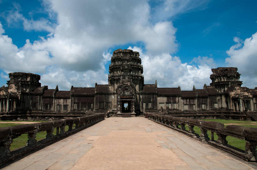 无人,寺庙,横图,室外,白天,建筑,柬埔寨,云,历史,天空,摄影,宗教,印度教,吴哥寺,暹粒,彩图,柬埔寨文化