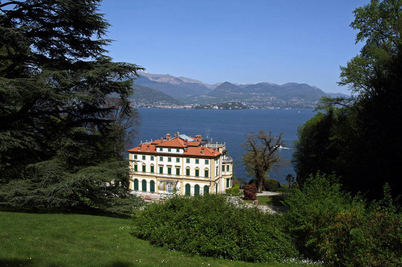 无人,横图,室外,白天,湖,美景,山,山脉,水,别墅,建筑,意大利,景观,草,树,自然,景色,摄影,自然风光,意大利文化,万里无云,马祖尔湖,彩图