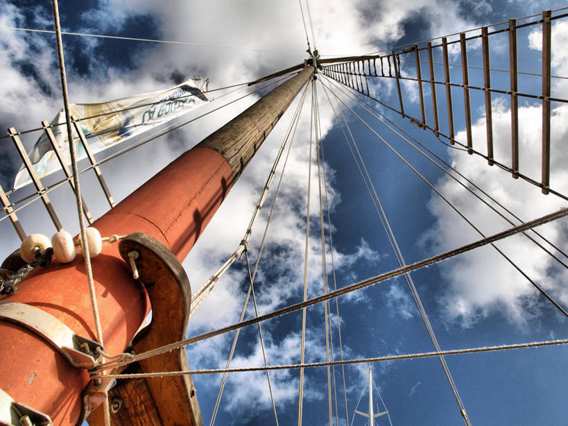 无人,横图,室外,白天,船,西班牙,云,注视,天空,观察,看,运输,摄影,观看,甲板,察看,关注,钢缆,大西洋群岛,彩图