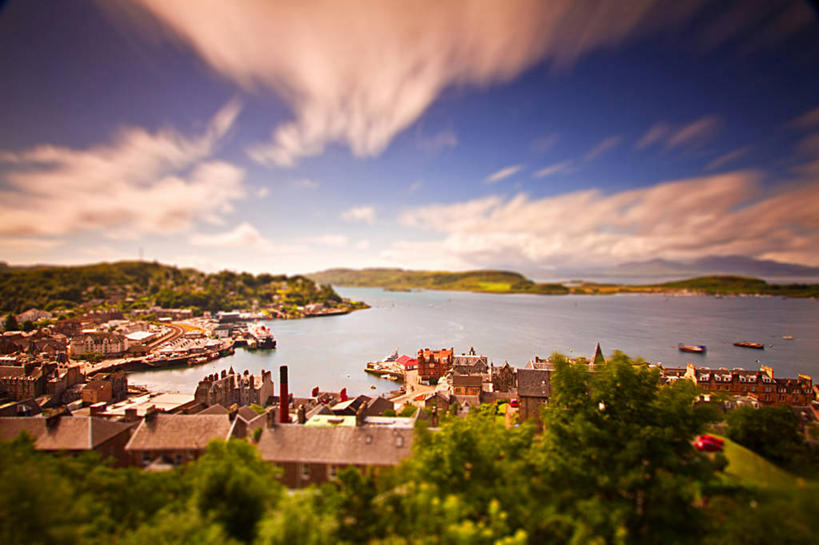 无人,横图,俯视,室外,长时间曝光,河流,英国,屋顶,云,城镇,苏格兰,树,风景,天空,黄昏,社区,摄影,宁静,移轴摄影,彩图,高角度拍摄,奥邦