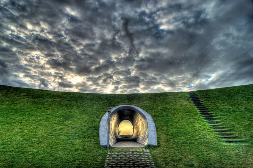 无人,横图,室外,楼梯,荷兰,隧道,地平线,云,草,自然,黄昏,摄影,宁静,彩图