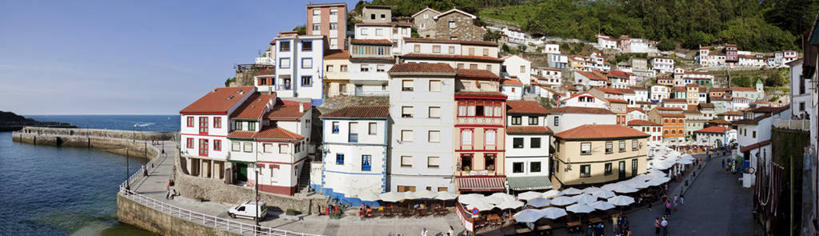 横图,全景,室外,白天,海洋,建筑,西班牙,遮阳伞,乡村,天空,摄影,阿斯图里亚斯,彩图,库迪列罗