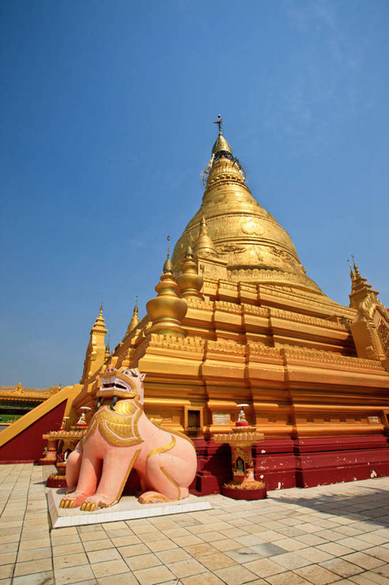 无人,竖图,室外,白天,建筑,缅甸,雕像,金色,摄影,宗教,佛教,神殿,圆顶建筑,万里无云,曼德勒,美术工艺,曼德勒省,彩图