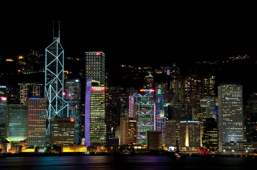 无人,横图,室外,夜晚,度假,河流,美景,天际线,城市风光,城市,建筑,摩天大楼,香港,景观,娱乐,现代,维多利亚港,享受,休闲,景色,放松,摄影,照亮,组织,彩图