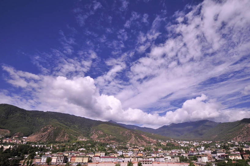 无人,横图,室外,白天,山脉,不丹,云,首都,天空,自然,摄影,宁静,廷布,彩图