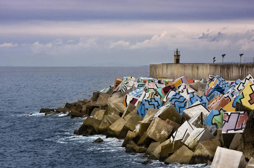 无人,横图,室外,白天,海洋,西班牙,艺术,水平线,天空,摄影,涂料,式样,阿斯图里亚斯,设计,岩石,彩图