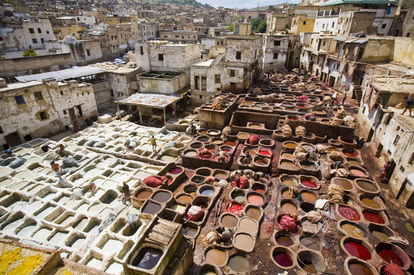 横图,俯视,室外,白天,摩洛哥,工作,凌乱,洗衣服,服务,摄影,费兹,摩洛哥文化,彩图,高角度拍摄