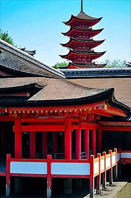 无人,寺庙,竖图,室外,白天,建筑,广岛县,日本,日本文化,柱子,历史,宝塔,天空,摄影,宗教,佛教,神殿,严岛神社,彩图,联合国教科文组织,宫屿