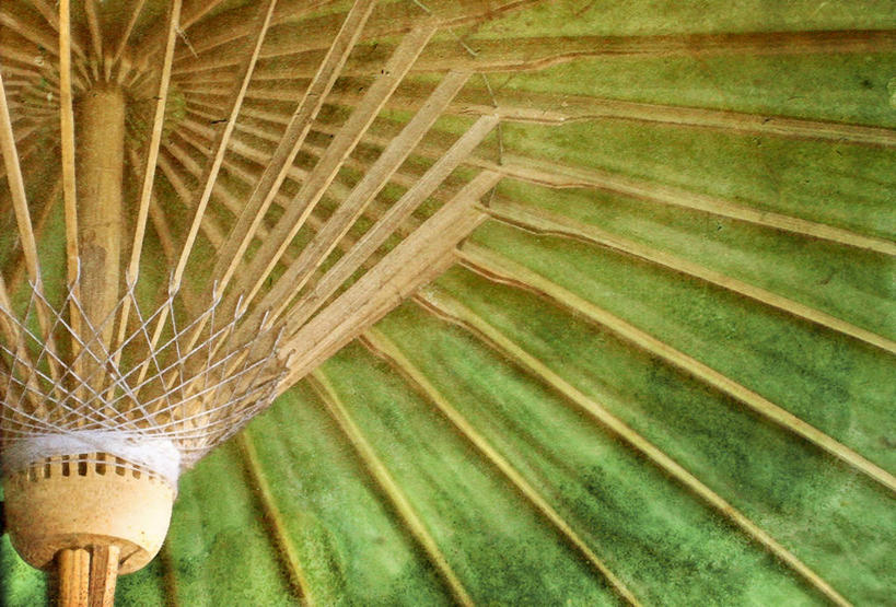 无人,横图,室外,特写,白天,泰国,木制,阳伞,绿色,摄影,保护,脆弱,泰国文化,式样,彩图