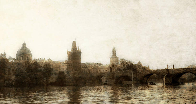 无人,横图,阶调图片,室外,白天,城市,建筑,欧洲,捷克,古城,桥,首都,联系,自然,地标建筑,运输,摄影,中欧,捷克共和国,万里无云,肌理,波西米亚,布拉格,查理大桥,彩图