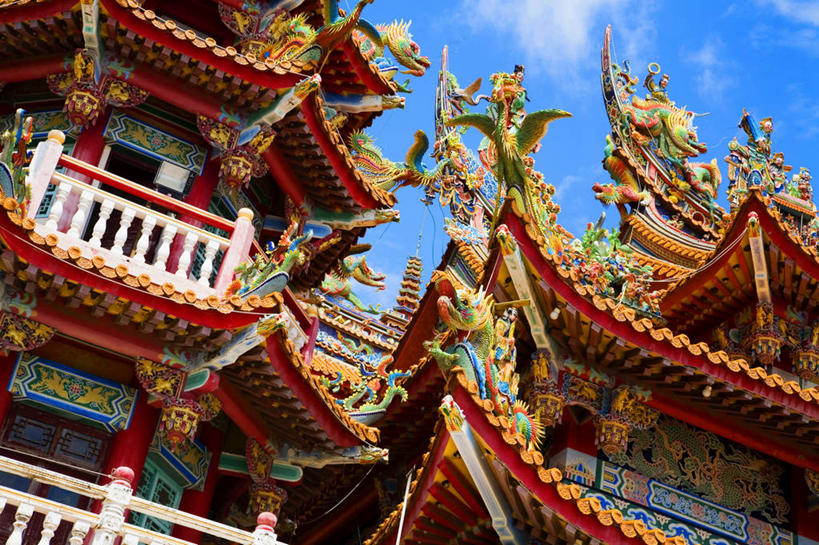 无人,横图,室外,白天,建筑,珐琅,台湾,云,天空,摄影,宗教,台南,彩图