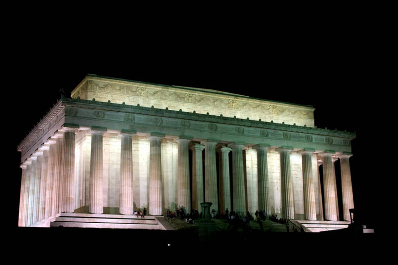 无人,横图,室外,夜晚,美国,柱子,首都,历史,天空,地标建筑,摄影,照亮,记忆,美国文化,华盛顿特区,林肯纪念碑,彩图