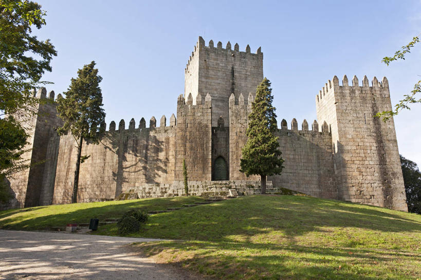 无人,横图,室外,白天,山,建筑,葡萄牙,城堡,历史,树,自然,摄影,宁静,万里无云,米尼奥,彩图