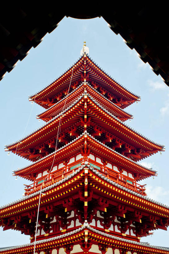 无人,竖图,室内,白天,仰视,建筑,奈良县,日本,亚洲,日本文化,宝塔,天空,摄影,宗教,佛教,东亚,本州,本州岛,日本国,近畿地方,奈良,近畿,式样,药师寺,彩图,低角度拍摄