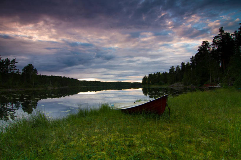 无人,横图,室外,草原,湖,植物,挪威,反射,云,天空,自然,黄昏,摄影,宁静,剪影,彩图
