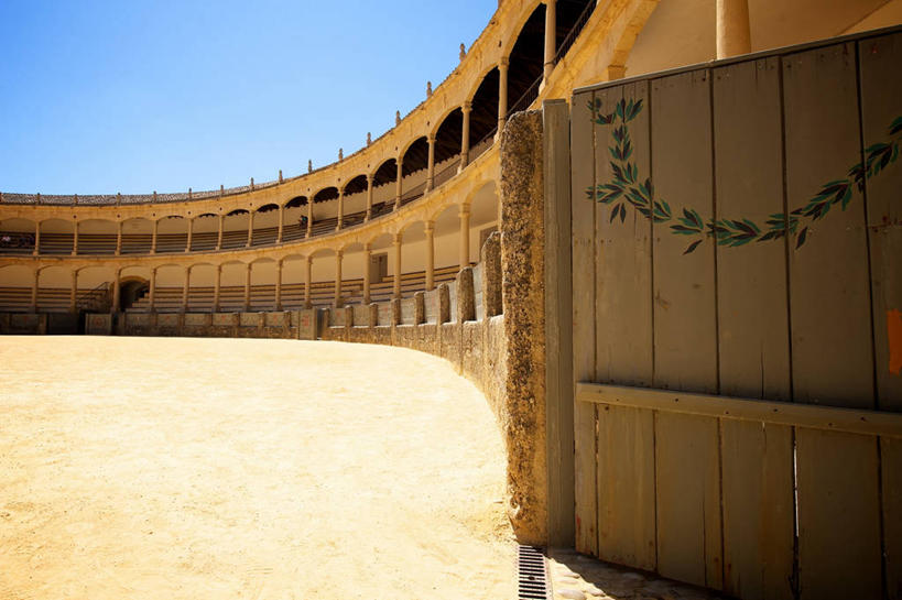 无人,横图,室外,白天,建筑,日光,西班牙,弯曲,柱子,大门,斗牛场,天空,摄影,彩图