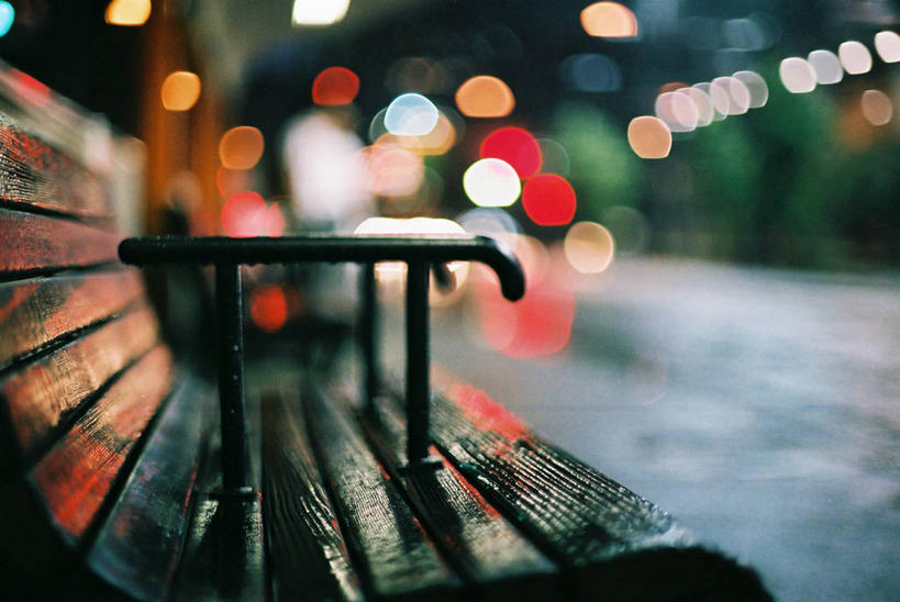 无人,横图,室外,夜晚,雨,街道,日本,湿,长椅,天气,摄影,宁静,照亮,彩图