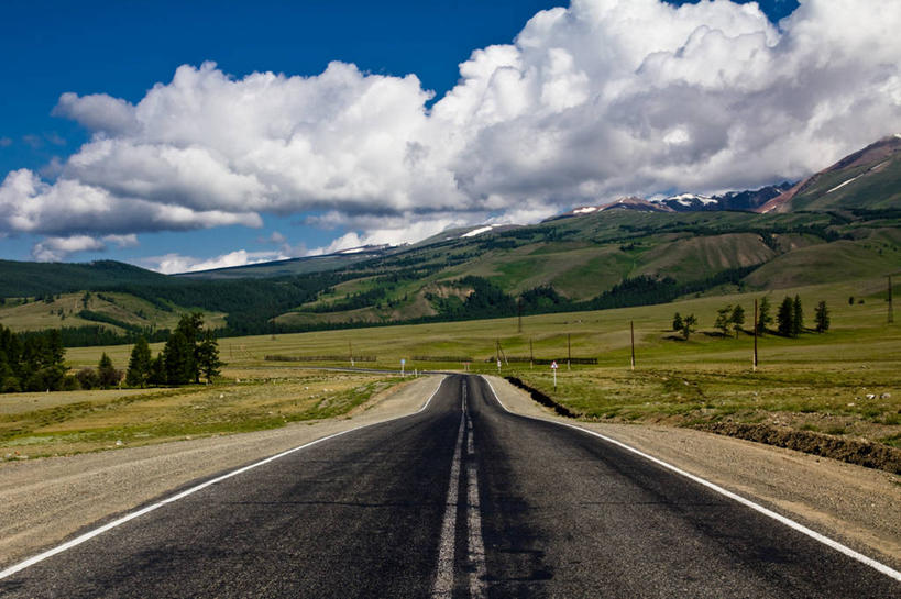 无人,横图,室外,山,路,俄罗斯,地形,云,分界线,天空,自然,运输,摄影,彩图