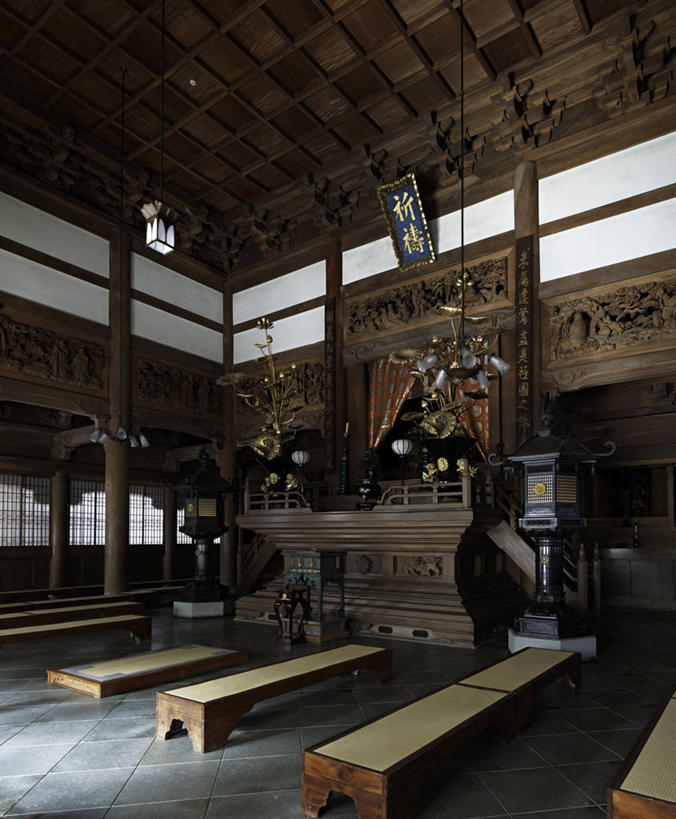 无人,竖图,室内,白天,日本,木制,长椅,禅,摄影,佛教,宁静,福井县,式样,彩图,永平寺