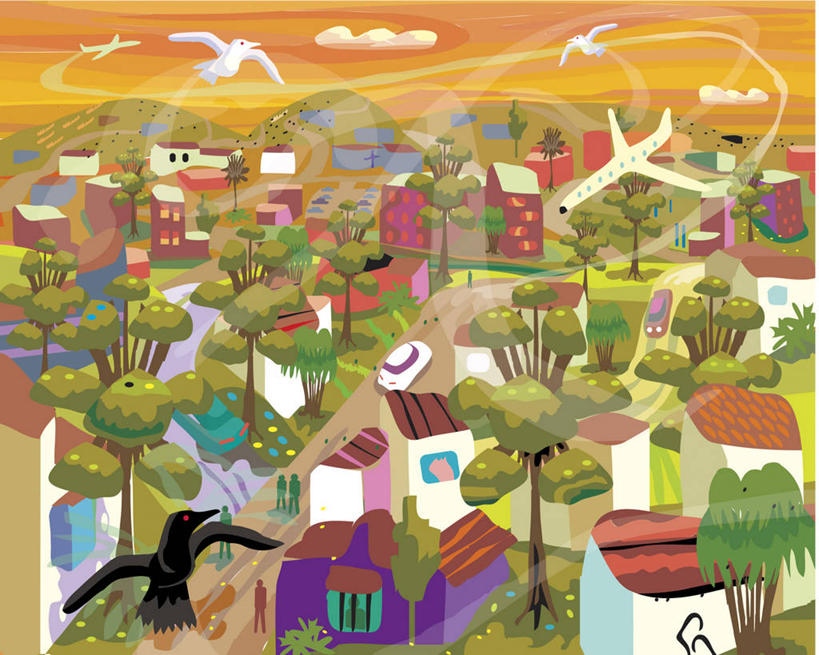 四个人,横图,插画,室外,白天,数码,科技,山,植物,飞机,建筑,路,汽车,野生动物,墨西哥,四只,阴影,网络,鸟类,乡村,云,高光,几何,计算机图形,合成,图画,飞,车,画,树,天空,自然,交通工具,幻想,运输,电脑合成图,数码合成图,创造力,合成图,拉丁美洲,载具,漫画,写实,具体,具象,哈利斯科州,想法,巴亚尔塔港,彩图,旅行