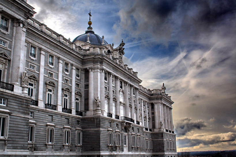 无人,横图,室外,白天,城市,建筑,西班牙,云,首都,历史,天空,地标建筑,马德里,摄影,圆顶建筑,马德里皇宫,彩图