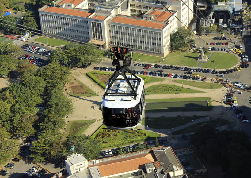 横图,俯视,航拍,室外,白天,城市,建筑,汽车,巴西,首都,半空,缆车,树,交通工具,运输,摄影,鸟瞰,里约热内卢,索道,里约热内卢州,缆索铁路,钢缆,彩图,高角度拍摄
