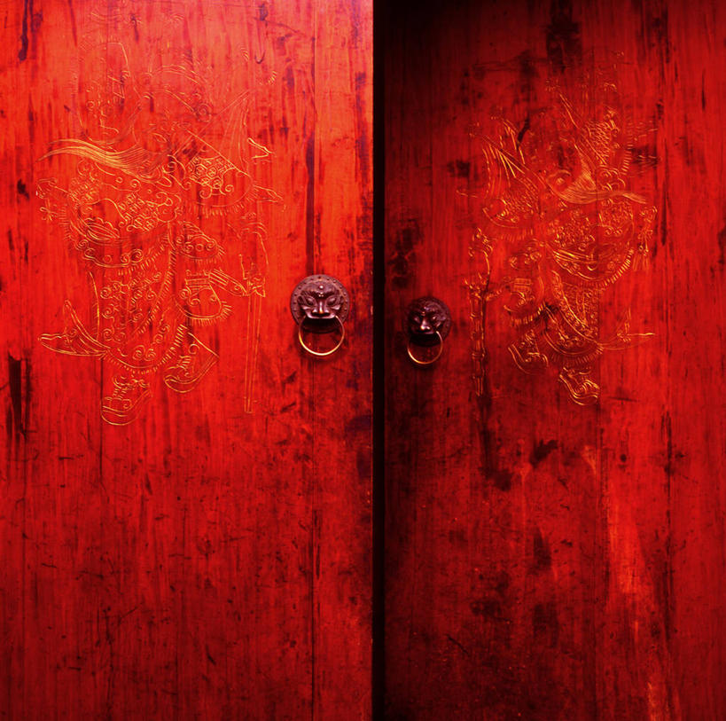 无人,横图,室外,白天,门,金属,门环,红色,摄影,四川省,保护,中国文化,成都,彩图