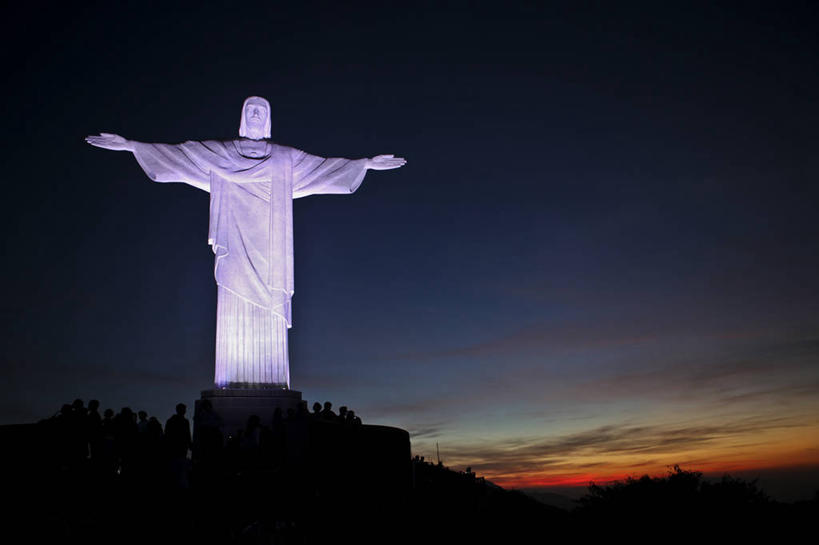 横图,室外,巴西,雕像,云,天空,黄昏,地标建筑,摄影,基督教,里约热内卢,彩图