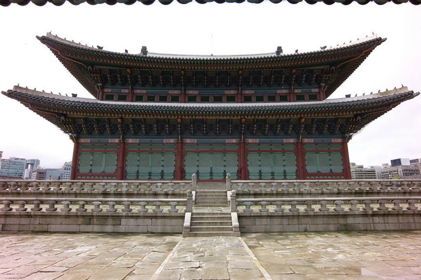 无人,宫殿,横图,室外,白天,楼梯,建筑,景福宫,首尔,韩国,首都,历史,地标建筑,摄影,彩图,广角