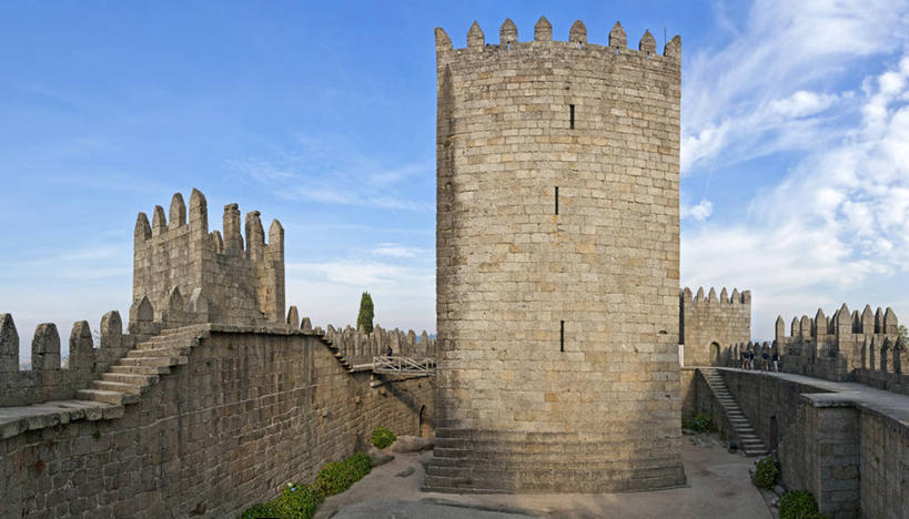 无人,横图,室外,白天,建筑,葡萄牙,城堡,云,围墙,天空,摄影,米尼奥,彩图