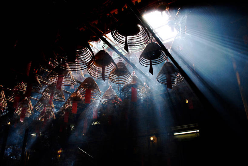 无人,横图,室内,白天,香港,日光,许多,吊挂,悬挂,很多,挂,佛香,摄影,佛教,中国文化,螺线,灵性,彩图