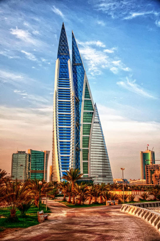 无人,竖图,室外,日出,城市,建筑,摩天大楼,巴林,云,塔,首都,现代,树,地标建筑,摄影,波斯湾,麦纳麦,彩图