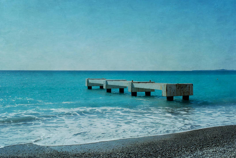 无人,横图,室外,白天,海浪,海洋,法国,河岸,水平线,自然,摄影,宁静,尼斯,海滩,彩图