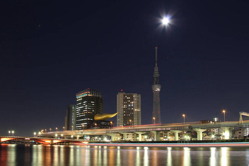 无人,横图,室外,夜晚,河流,城市,建筑,摩天大楼,东京,日本,日本文化,反射,月亮,塔,首都,联系,天空,自然,摄影,东京塔,照亮,台东区,彩图