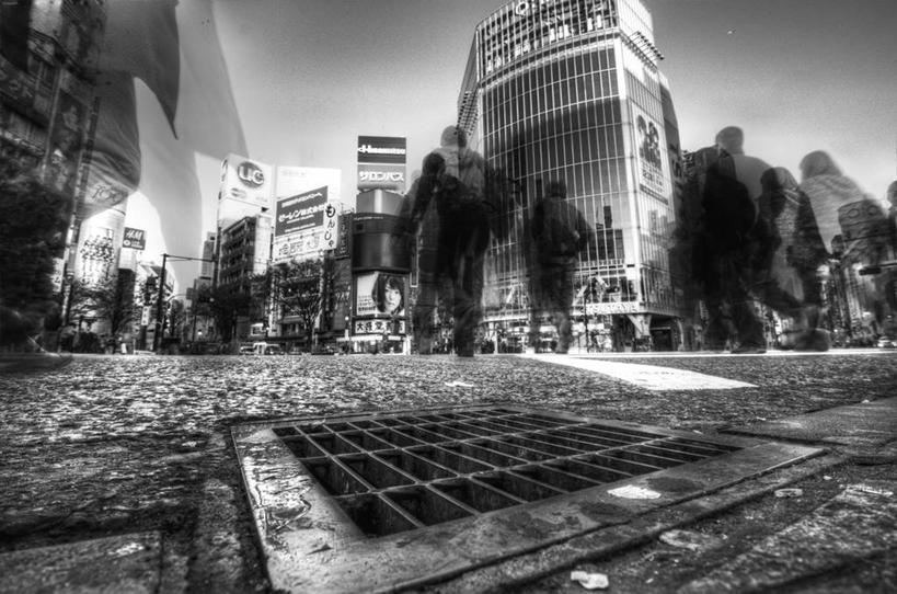 横图,黑白,室外,白天,运动模糊,城市,道路,建筑,街道,路,人行横道,公路,东京,日本,日本文化,交通,首都,天空,摄影,马路,步行