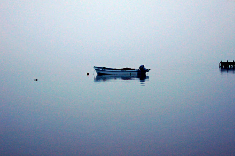 无人,横图,室外,白天,湖,水,雾,船,日本,停靠,反射,运输,摄影,停泊,青森县,十和田,彩图