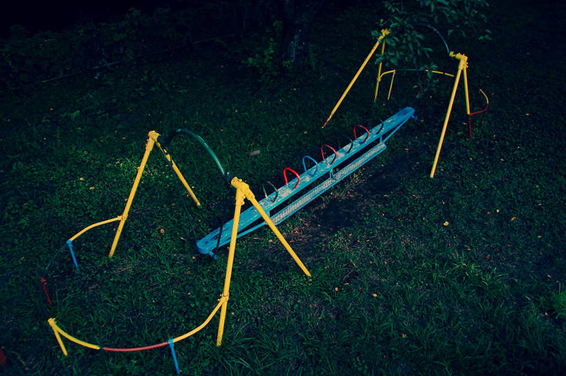 无人,横图,俯视,室外,夜晚,长野县,日本,草,自然,跷跷板,摄影,园林,宁静,彩图,高角度拍摄