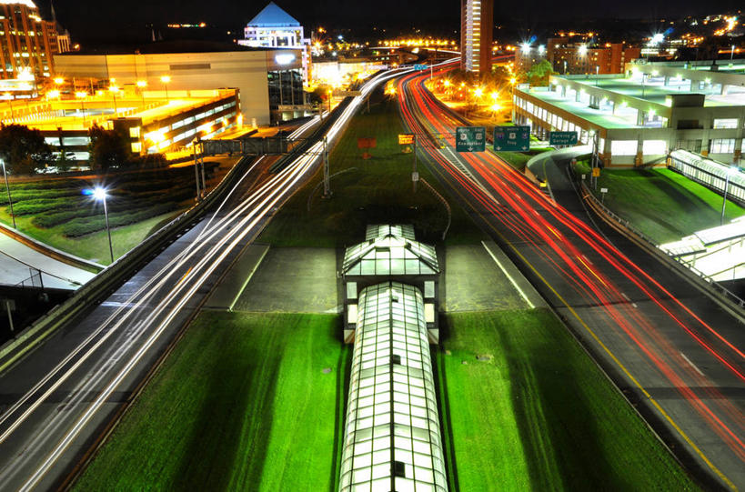 无人,横图,室外,夜晚,长时间曝光,建筑,街道,纽约,美国,地标建筑,运输,摄影,迅速,照亮,市区,纽约州,奥尔巴尼,彩图