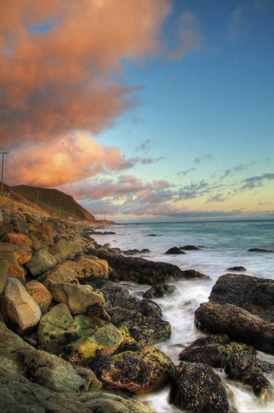 无人,竖图,室外,长时间曝光,海洋,美景,日落,水,美国,景观,水平线,云,风景,天空,自然,橙色,景色,摄影,宁静,加利福尼亚,自然风光,马里布,岩石,彩图