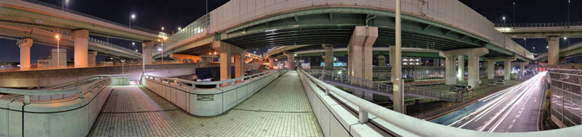 无人,横图,全景,室外,夜晚,长时间曝光,仰视,爱知县,名古屋,日本,日本文化,环绕,缠绕,桥,郊区,天空,摄影,迅速,复杂,照亮,纠缠,彩图,低角度拍摄