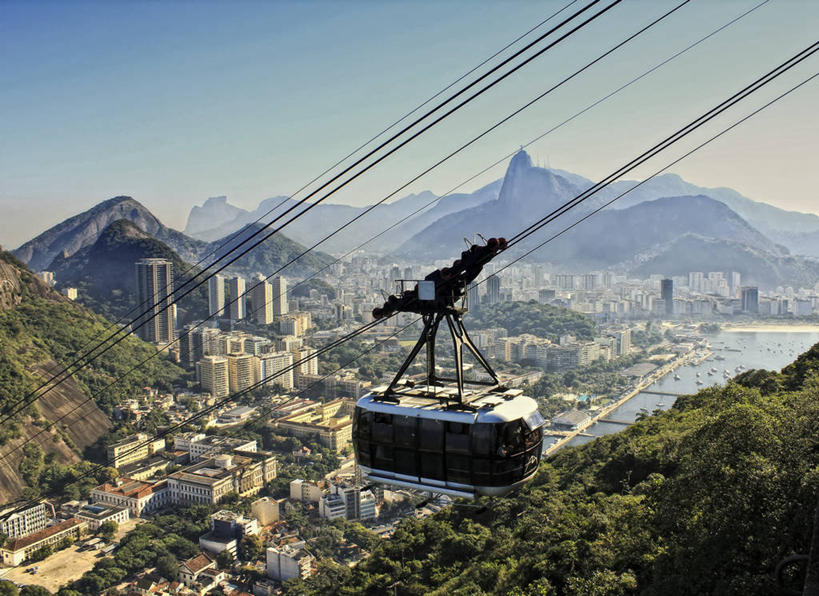 无人,横图,俯视,室外,白天,度假,河流,美景,山,山脉,植物,城市风光,城市,巴西,景观,联系,娱乐,缆车,天空,自然,交通工具,享受,休闲,景色,放松,运输,摄影,里约热内卢,索道,里约热内卢州,缆索铁路,甜面包山,彩图,高角度拍摄