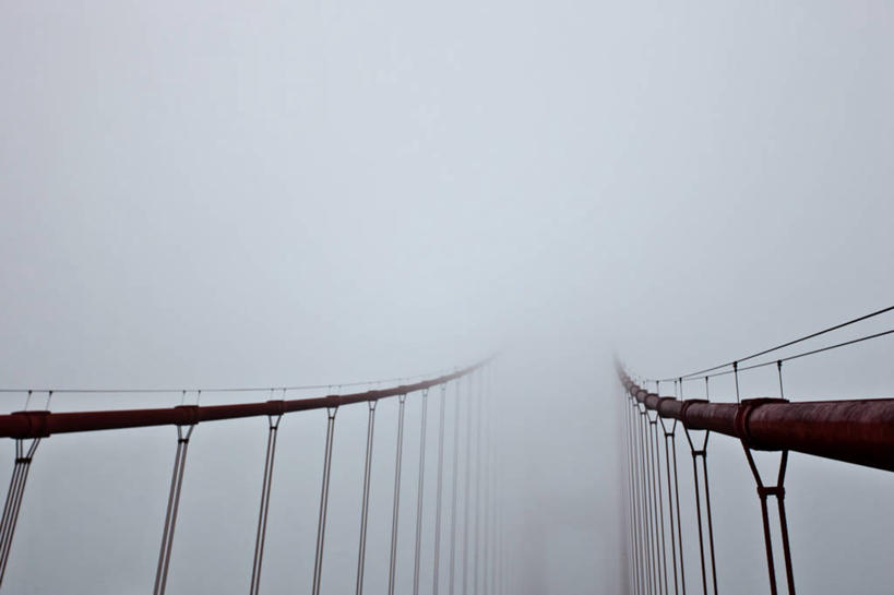 无人,横图,室外,雾,城市,美国,黎明,天气,联系,地标建筑,摄影,吊桥,宁静,部分,加利福尼亚,金门大桥,旧金山,彩图