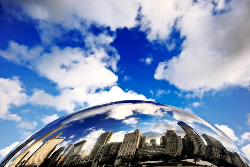 无人,横图,室外,白天,仰视,度假,美景,天际线,城市风光,城市,建筑,摩天大楼,美国,反射,景观,云,娱乐,天空,享受,休闲,景色,放松,摄影,芝加哥市,芝加哥千禧公园,想法,彩图,低角度拍摄