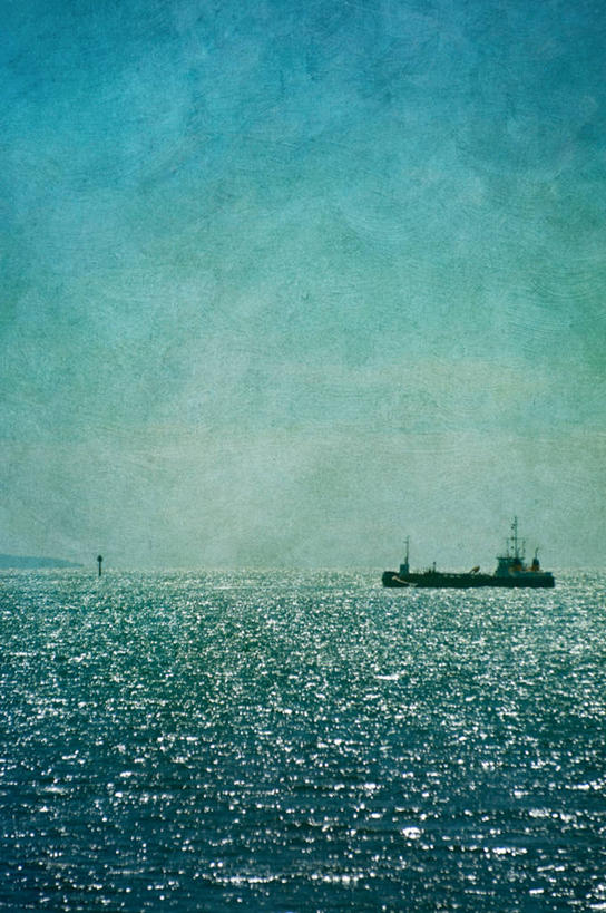 无人,竖图,阶调图片,室外,白天,海洋,新西兰,纹路,纹理,水平线,云,蓝色,天空,运输,摄影,航海,宁静,肌理,达尼丁,彩图,挖泥船