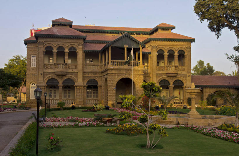 无人,横图,室外,植物,建筑,路灯,巴基斯坦,房屋,草,树,自然,黄昏,摄影,政府,身份,总统府,万里无云,卡拉奇,彩图,巴基斯坦国旗